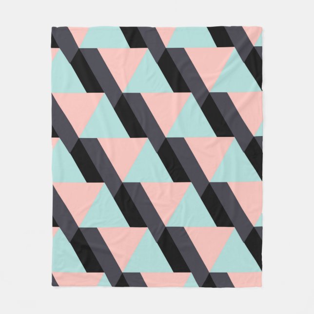 Pastel colours geometric pattern fleece blanket (Front)