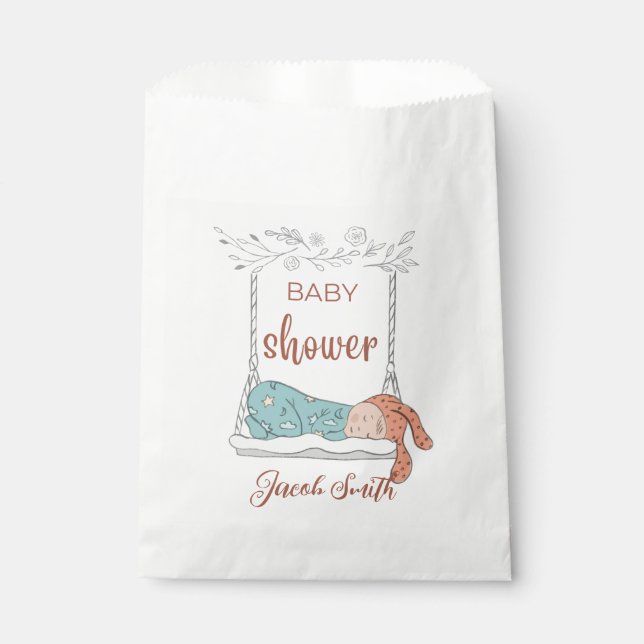 Pastel colours hand drawn watercolor style favour bag (Front)