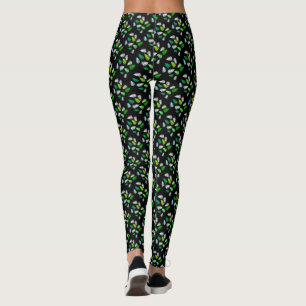 Pastel Colours Happy Green Fern Leaves Leggings