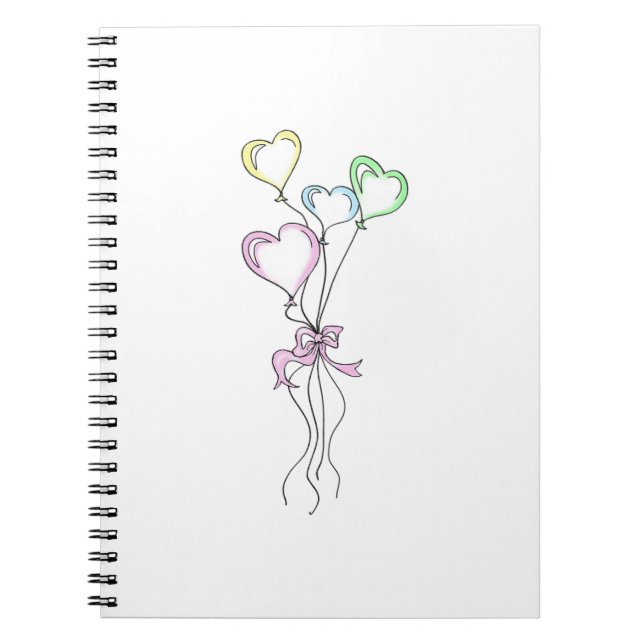 Pastel Colours Heart Balloons Notebook (Front)