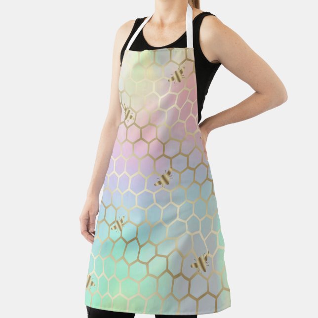 pastel colours honeycomb hexagons bees apron (Insitu)