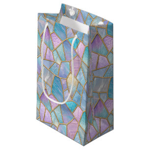 Pastel Colours Iridescent Stained Glass Pattern Small Gift Bag
