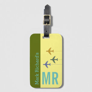 pastel colours jets travel luggage tag