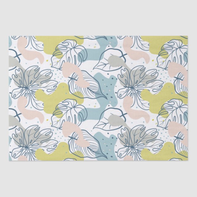 Pastel colours leaves and organic shapes pattern tissue paper (Front)