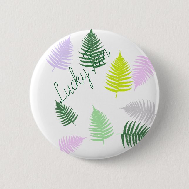 Pastel Colours Lucky Fern 2 Inch Round Button (Front)