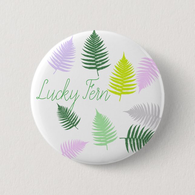 Pastel Colours Lucky Fern 2 Inch Round Button (Front)