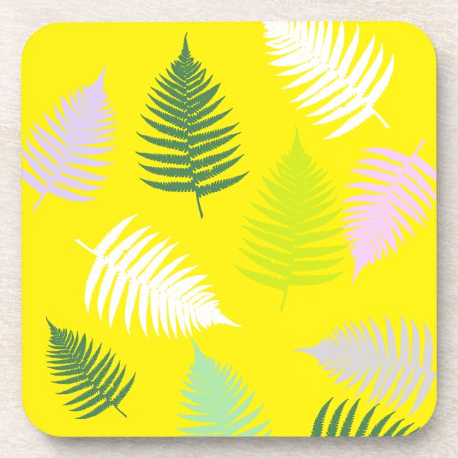 Pastel Colours Lucky Fern Coaster (Front)