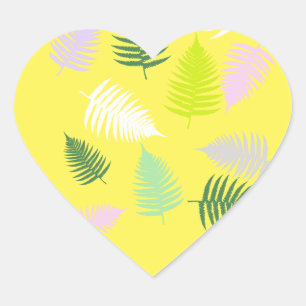 Pastel Colours Lucky Fern Heart Sticker