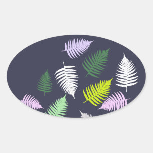 Pastel Colours Lucky Fern Oval Sticker