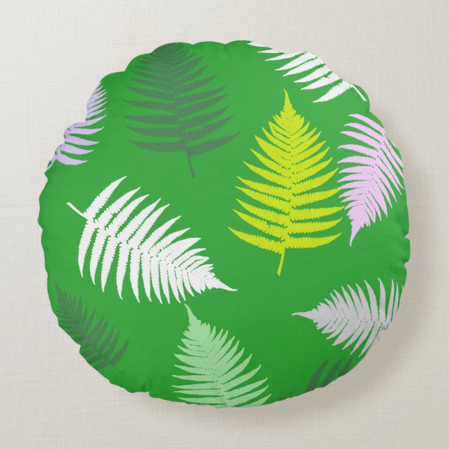 Pastel Colours Lucky Fern Round Pillow (Front)
