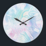 pastel colours marble background large clock<br><div class="desc">marble clock</div>