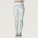 Pastel Colours Marbleized Swirly Background Leggings<br><div class="desc">Modern pastel colours marbleized abstract swirly pattern background with with colour and light blue green and yellow accents.</div>