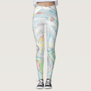 Pastel Colours Marbleized Swirly Background Leggings