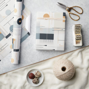 Pastel colours mid-century geometric pattern wrapping paper