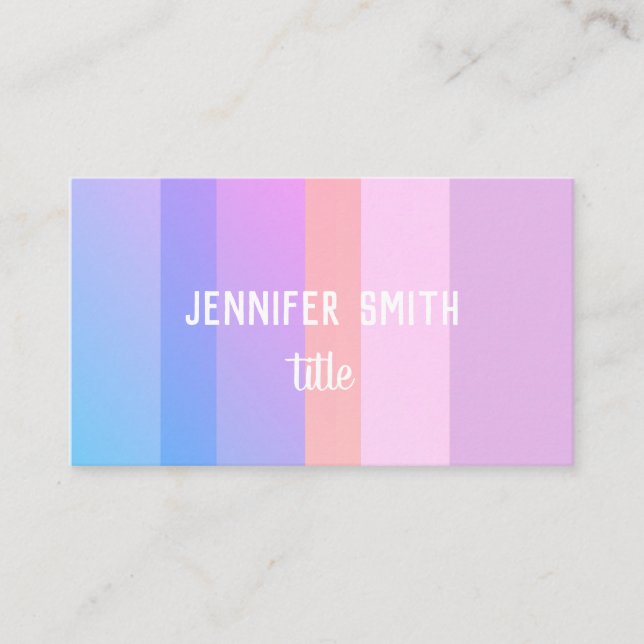 pastel colours modern stripes pink & purple custom business card (Front)