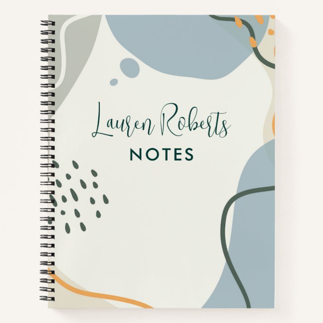 Pastel colours organic shapes and lines background notebook (Front)
