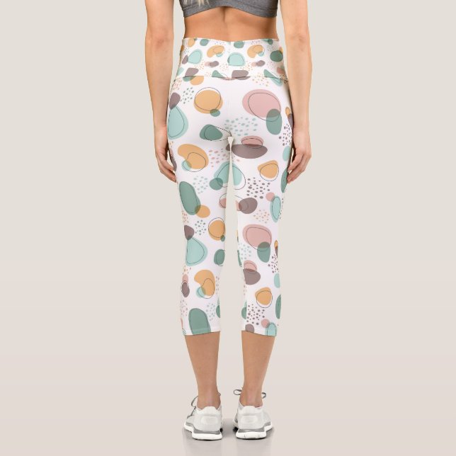 Pastel Colours Organic Shapes Seamless Pattern Capri Leggings (Back)