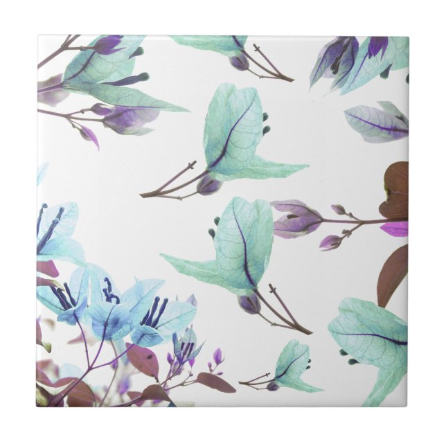 Pastel Colours Pale Blue Bougainvillea Flowers  Tile (Front)