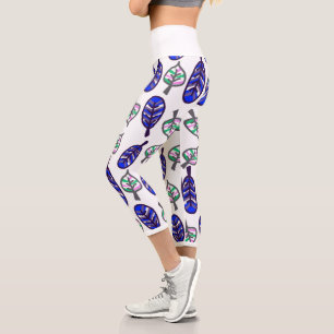 Pastel Colours Pale Turquoise Leaves Leggings