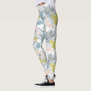 Pastel colours Palm leaves and organic shapes Leggings