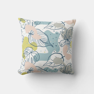 Pastel colours Palm leaves and organic shapes Throw Pillow