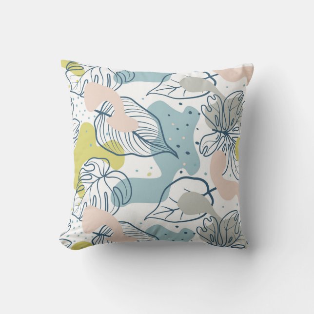 Pastel colours Palm leaves and organic shapes Throw Pillow (Front)