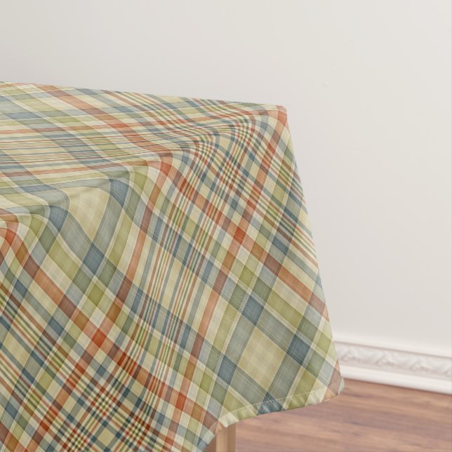 Pastel colours plaid pattern tablecloth (In Situ)
