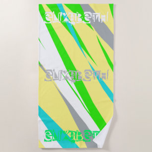 Pastel Colours Positive Vibes Add Name Beach Towel