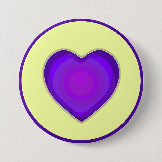 Pastel colours & purple hearts beating 3 inch round button (Front)