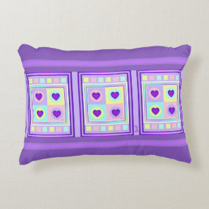 Pastel colours & purple hearts beating accent pillow