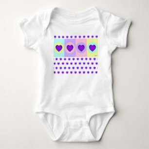 Pastel colours & purple hearts beating baby bodysuit