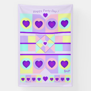 Pastel colours & purple hearts beating banner