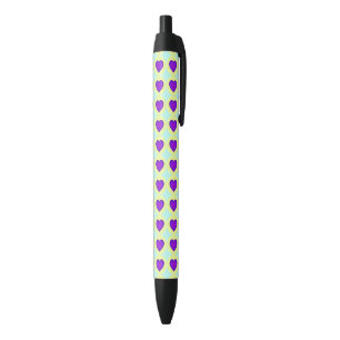 Pastel colours & purple hearts beating black ink pen