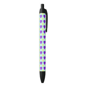 Pastel colours & purple hearts beating black ink pen