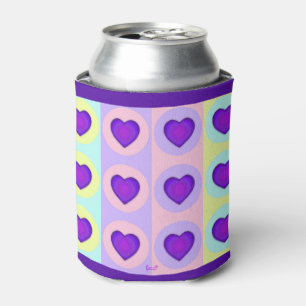 Pastel colours & purple hearts beating can cooler