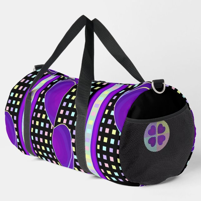 pastel colours & purple hearts beating duffle bag (Right Corner)