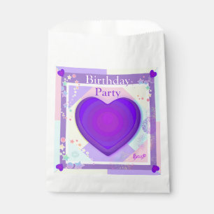 Pastel colours & purple hearts beating favour bag