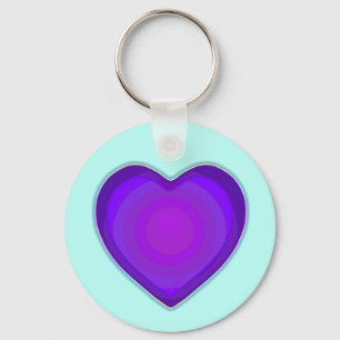 Pastel colours & purple hearts beating keychain