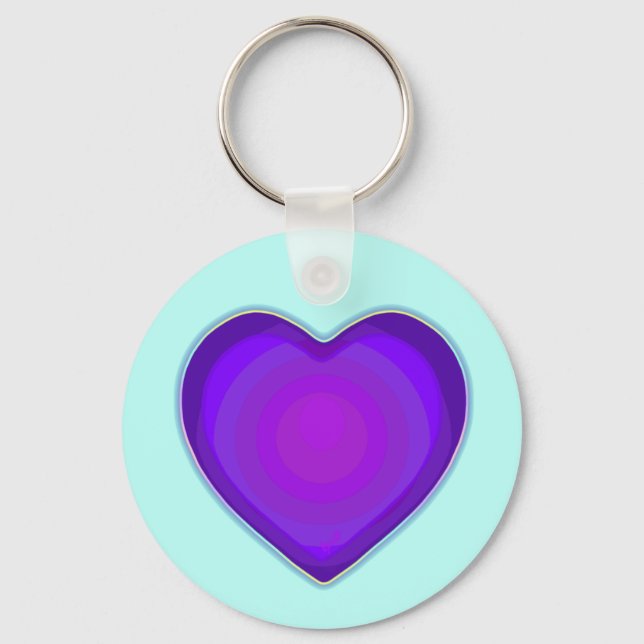 Pastel colours & purple hearts beating keychain (Front)