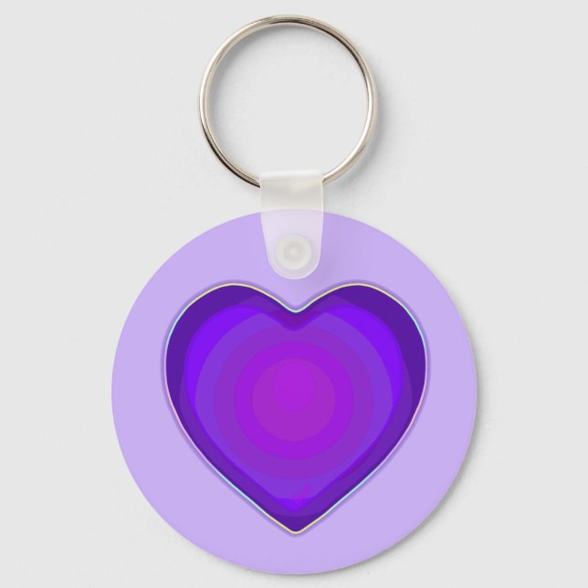Pastel colours & purple hearts beating keychain (Front)