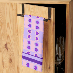 Pastel colours & purple hearts beating kitchen towel