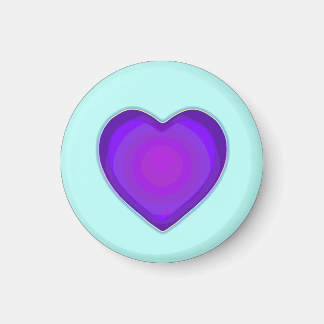Pastel colours & purple hearts beating magnet (Front)