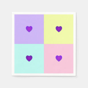 Pastel colours & purple hearts beating napkin