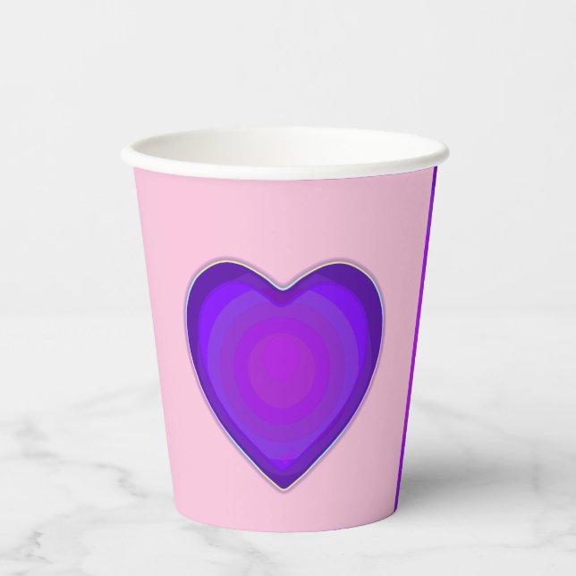 Pastel colours & purple hearts beating paper cups (Front)