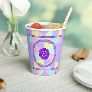 Pastel colours & purple hearts beating paper cups