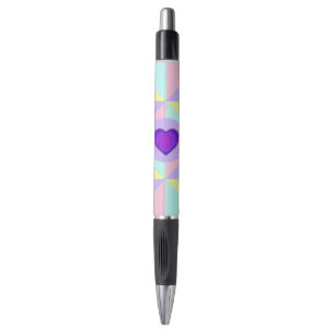 Pastel colours & purple hearts beating pen