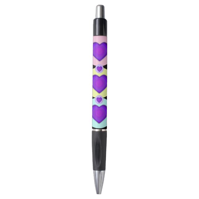 Pastel colours & purple hearts beating pen (Front Vertical)