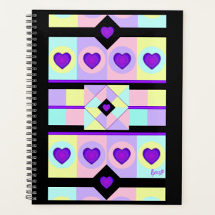 Pastel colours & purple hearts beating planner