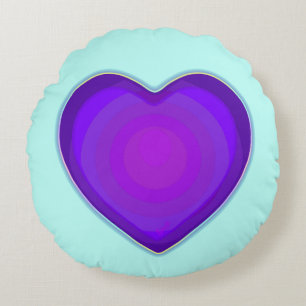 Pastel colours & purple hearts beating round pillow