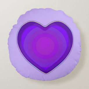 Pastel colours & purple hearts beating round pillow